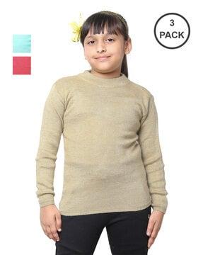 pack of 3 ribbed high-neck pullovers