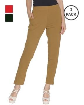 pack of 3 slim fit flat-front pants