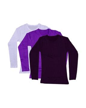 pack of 3 solid round neck t-shirts