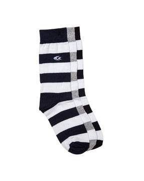 pack of 3 striped mid-calf length socks