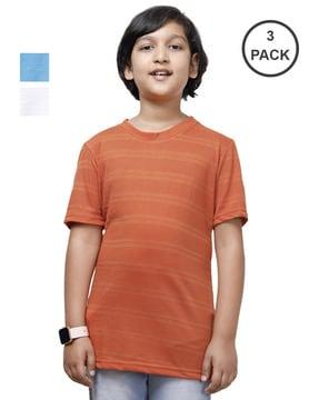 pack of 3 striped round-neck t-shirts