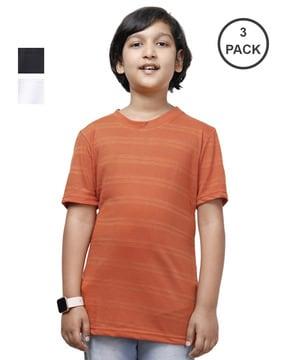 pack of 3 striped round-neck t-shirts