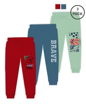 pack of 3 typographic print joggers with elasticated waist