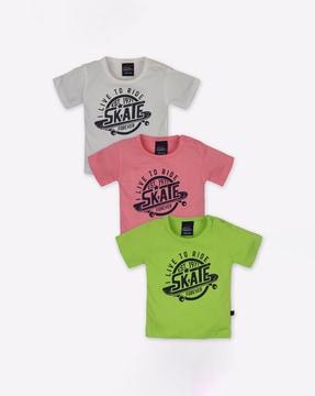 pack of 3 typographic print polo t-shirt