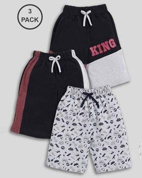 pack of 3 typographic print shorts with elasticated drawstring waist