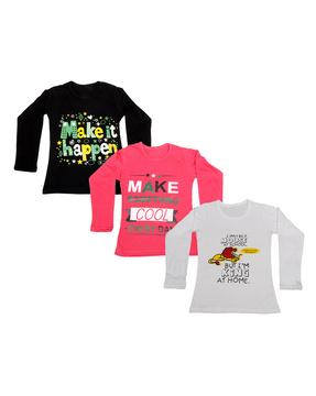 pack of 3 typography print t-shirts