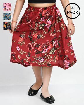 pack of 4 floral print flared skirts