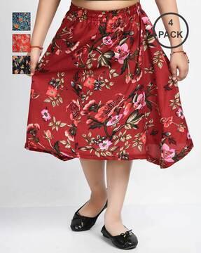 pack of 4 floral print skirts