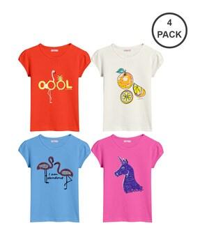 pack of 4 graphic print round-neck t-shirts