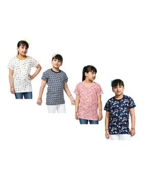 pack of 4 printed crew-neck t-shirts