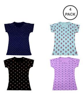 pack of 4 printed round-neck t-shirts