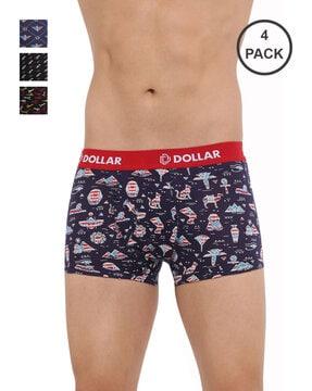 pack of 4 printed trunks with elasticated waist