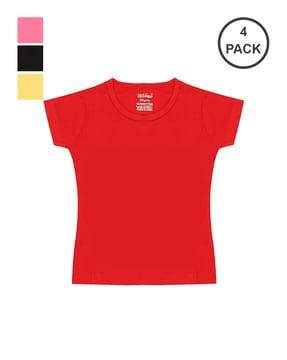 pack of 4 solid round-neck t-shirt