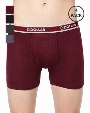 pack of 4 trunks with brand print waistband