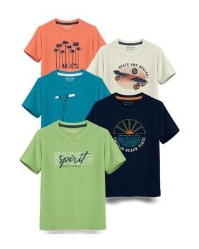 pack of 5 graphic print crew-neck t-shirts
