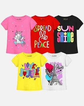 pack of 5 graphic print round-neck t-shirts