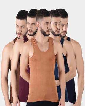 pack of 5 men regular fit vests