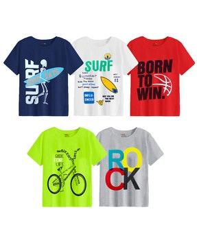 pack of 5 printed crew-neck t-shirts