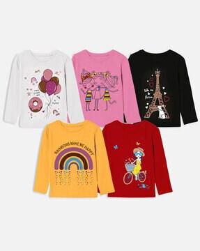 pack of 5 printed round-neck t-shirts