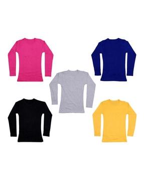 pack of 5 solid full sleeves t-shirts