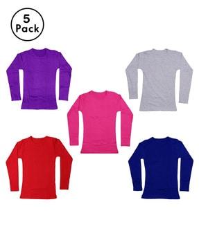 pack of 5 solid round neck t-shirt