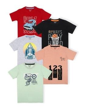 pack of 5 typographic print round-neck t-shirts