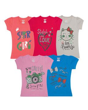 pack of 5 typographic print t-shirts