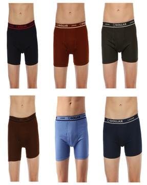pack of 6 men typographic print trunks with elasticated waist