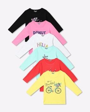 pack of 6 printed crew-neck tops