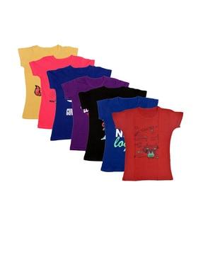 pack of 7 typography print relaxed fit t-shirt
