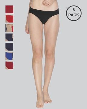 pack of 8 bikinis with elasticated waist - assorted