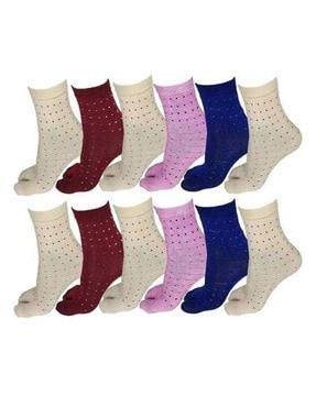 pack of 10 men polka-dot print mid-calf length socks