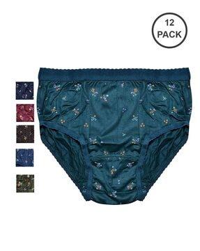 pack of 12 floral print hipster briefs