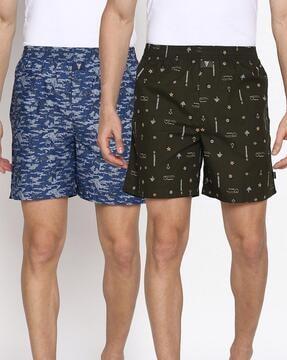 pack of 2 allover print & side pocket boxer shorts