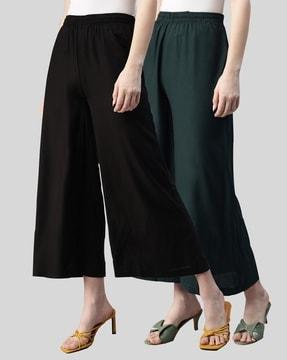 pack of 2 ankle-length culottes with elasticated waist