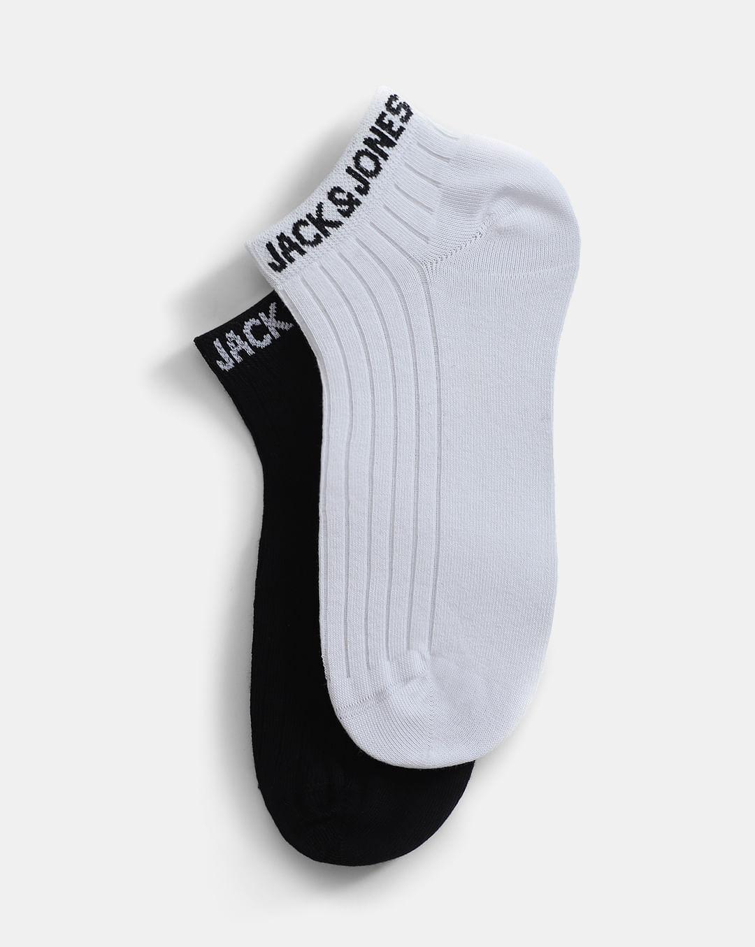 pack of 2 ankle length socks - black & white