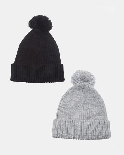pack of 2 beanies with pom-pom
