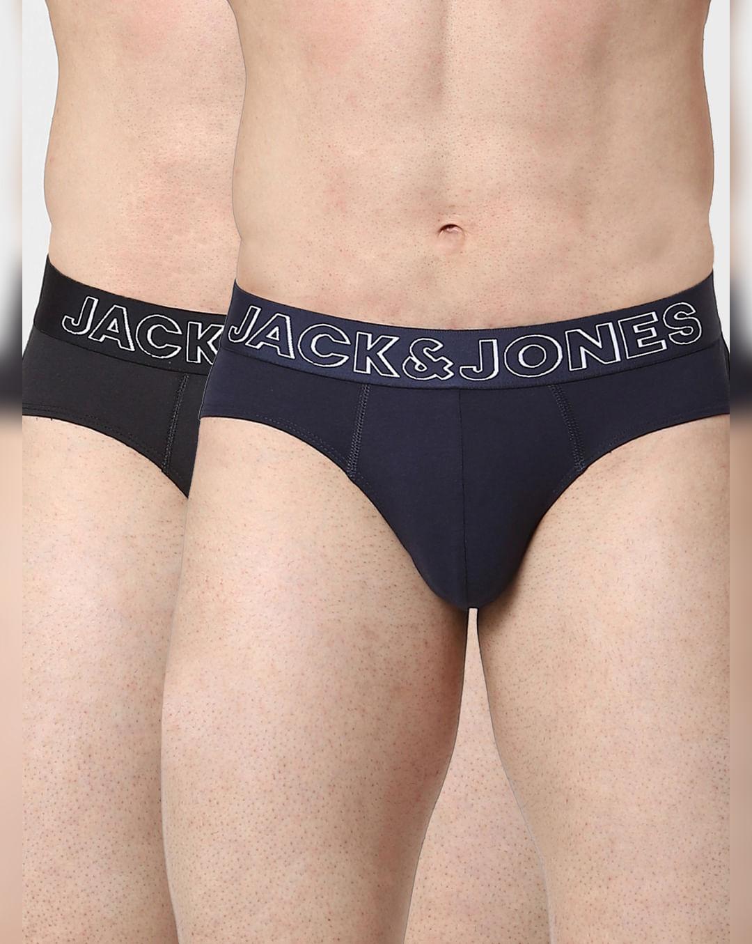 pack of 2 black & navy blue briefs