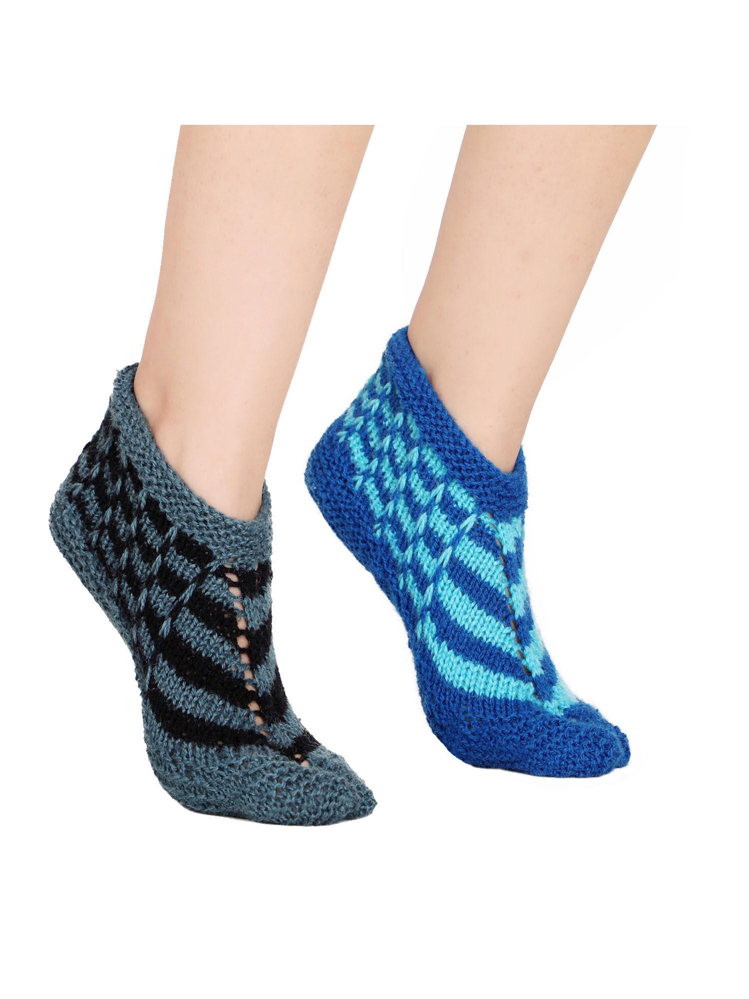 pack of 2 boot style handknitted woolen home thermal socks