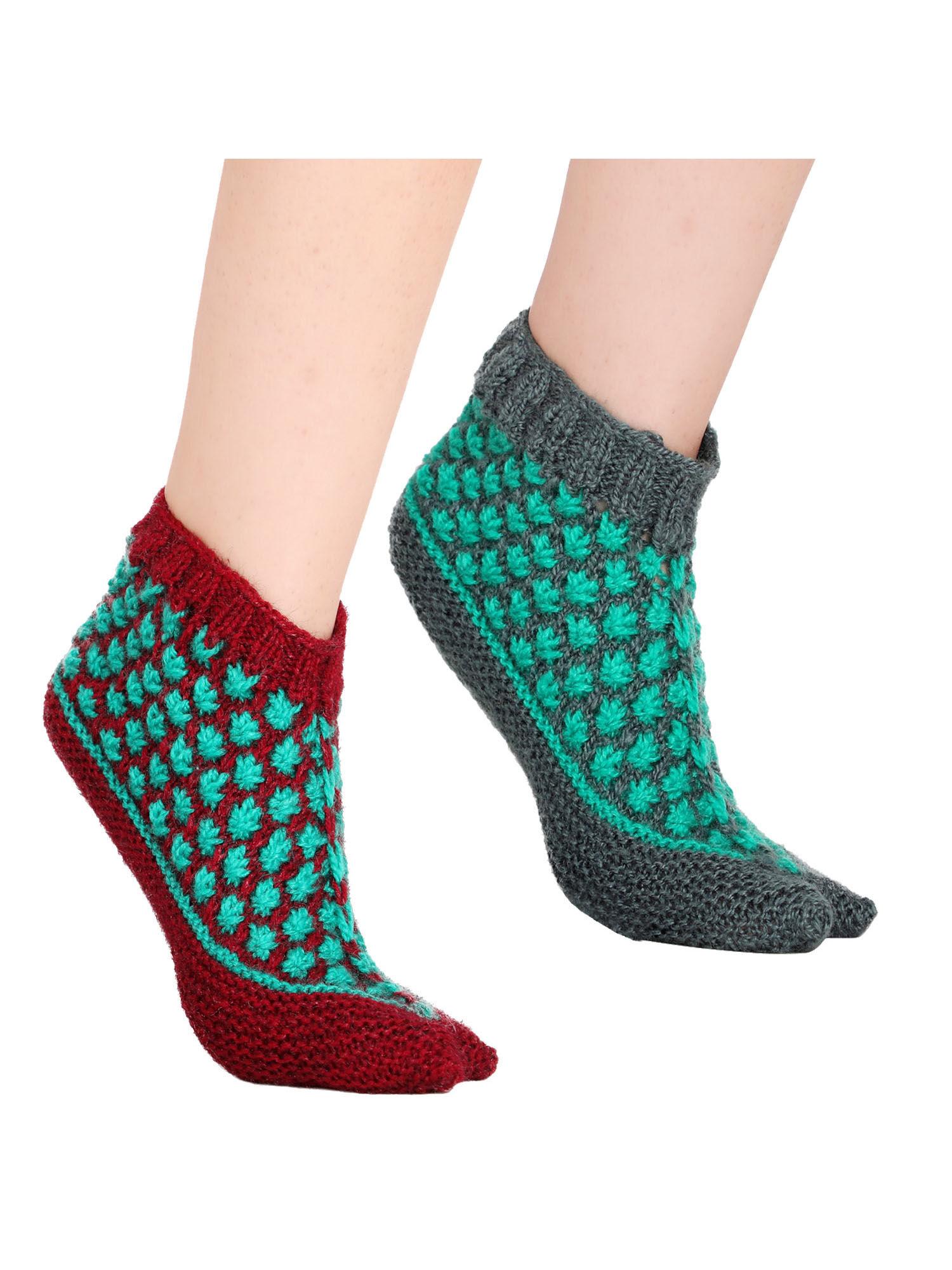 pack of 2 boot style handknitted woolen home thermal socks