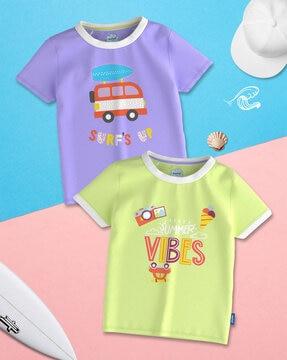 pack of 2 boy graphic print knitted t-shirts