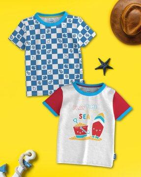 pack of 2 boy graphic print knitted t-shirts