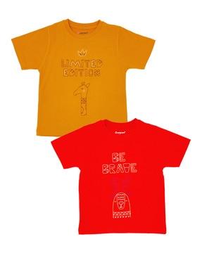 pack of 2 boys embroidered crew-neck t-shirts