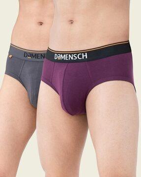 pack of 2 briefs with brand print elasticated waist
