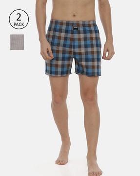 pack of 2 checked boxers with elasticated waist