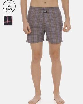 pack of 2 checked boxers with elasticated waist