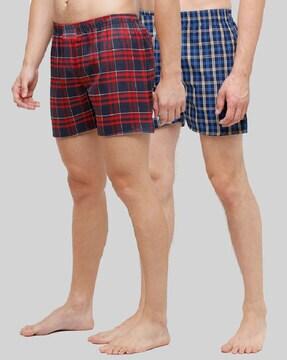 pack of 2 checked boxers with elasticated waist