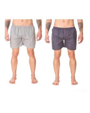 pack of 2 checked boxers with elasticated waist