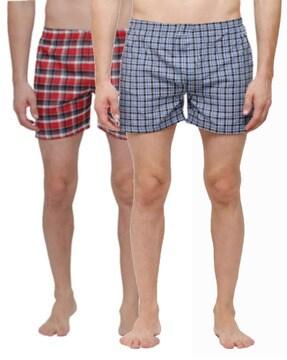 pack of 2 checked boxers with elasticated waist