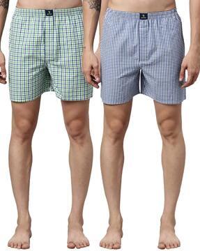 pack of 2 checked boxers with elasticated waistband